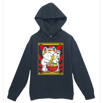 Kawaii Japanese Cat Eating Ramen Noodles Japanese Food Anime Urban Pullover Hoodie