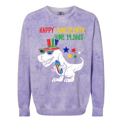 Kids Juneteenth Day Freedom Trex Dino Great Gift Colorblast Crewneck Sweatshirt