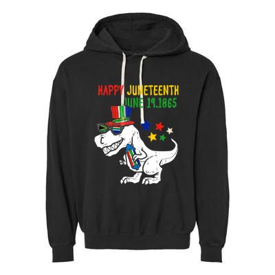 Kids Juneteenth Day Freedom Trex Dino Great Gift Garment-Dyed Fleece Hoodie