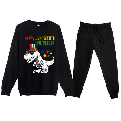 Kids Juneteenth Day Freedom Trex Dino Great Gift Premium Crewneck Sweatsuit Set