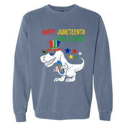 Kids Juneteenth Day Freedom Trex Dino Great Gift Garment-Dyed Sweatshirt