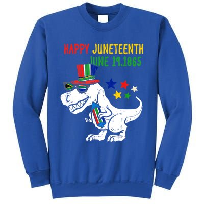 Kids Juneteenth Day Freedom Trex Dino Great Gift Tall Sweatshirt