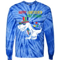 Kids Juneteenth Day Freedom Trex Dino Great Gift Tie-Dye Long Sleeve Shirt