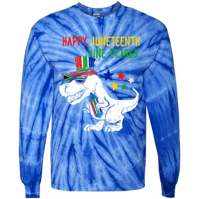 Kids Juneteenth Day Freedom Trex Dino Great Gift Tie-Dye Long Sleeve Shirt