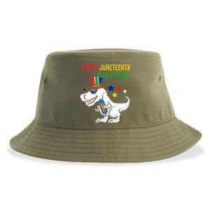 Kids Juneteenth Day Freedom Trex Dino Cute Gift Sustainable Bucket Hat