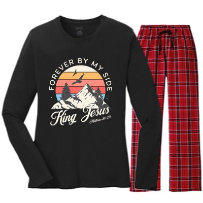 King Jesus Forever By My Side Women's Long Sleeve Flannel Pajama Set 