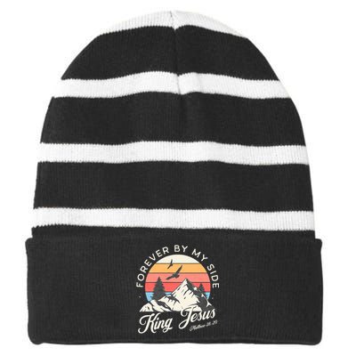 King Jesus Forever By My Side Striped Beanie with Solid Band