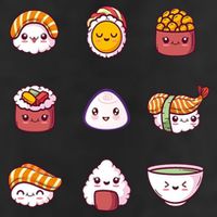 Kawaii Japanese Food Lover 7 Panel Mesh Trucker Snapback Hat