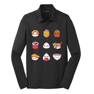 Kawaii Japanese Food Lover Silk Touch Performance Long Sleeve Polo