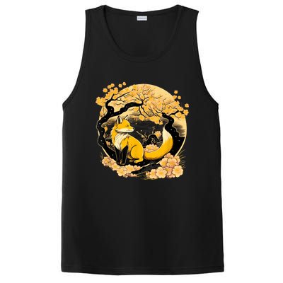 Kawaii Japanese Fox Cherry Blossom Flower Sakura Trees Gift PosiCharge Competitor Tank