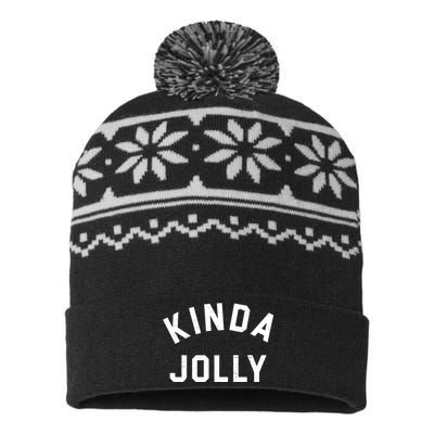 Kinda Jolly Funny Christmas Holiday USA-Made Snowflake Beanie