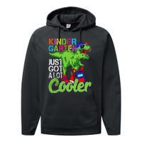 kindergarten just got cooler dinosaur back to school Performance Fleece Hoodie