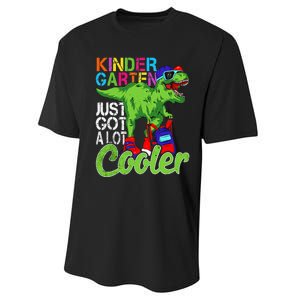 kindergarten just got cooler dinosaur back to school Performance Sprint T-Shirt