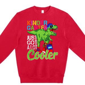 kindergarten just got cooler dinosaur back to school Premium Crewneck Sweatshirt