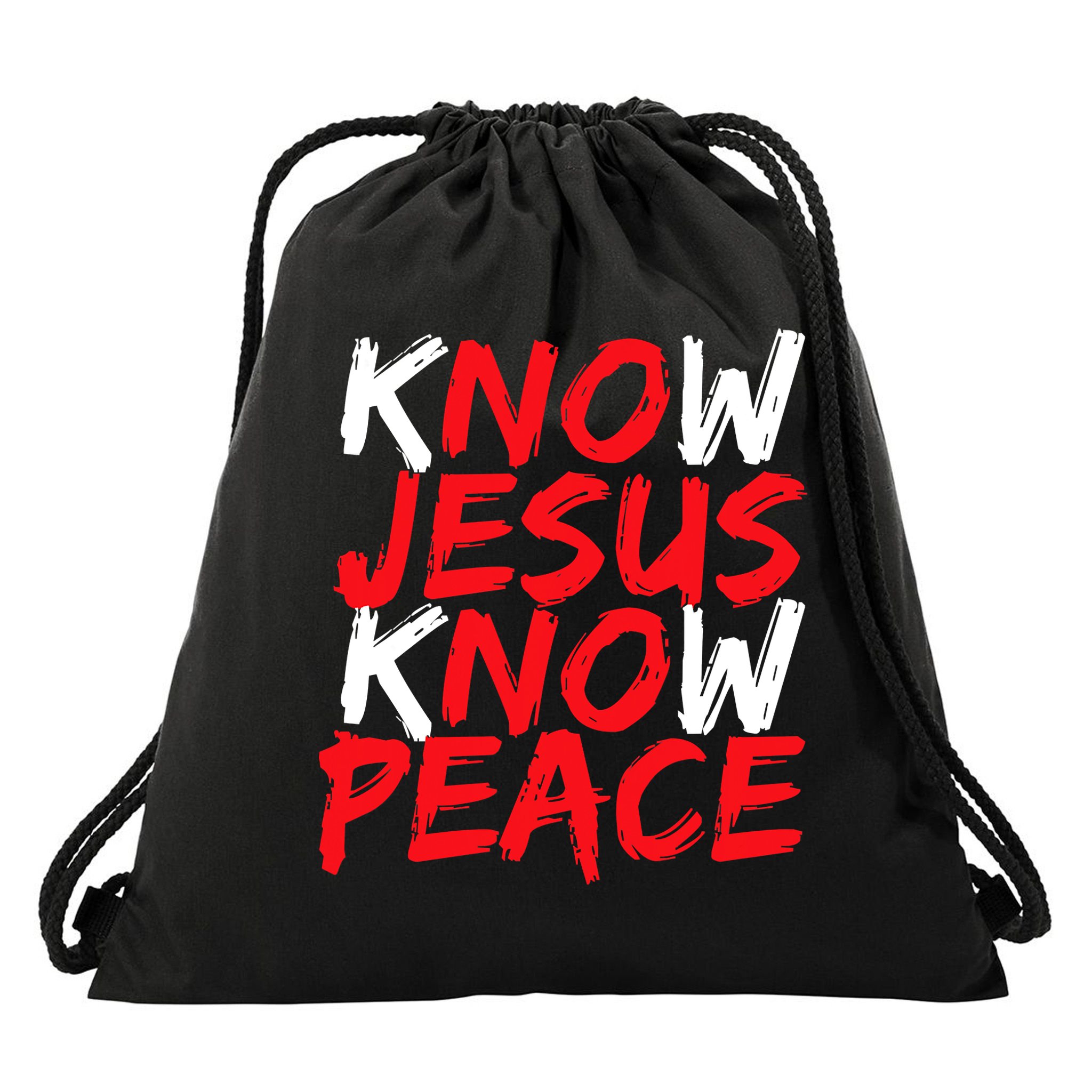 Know Jesus Know Peace No Jesus No Peace Faith God Drawstring Bag
