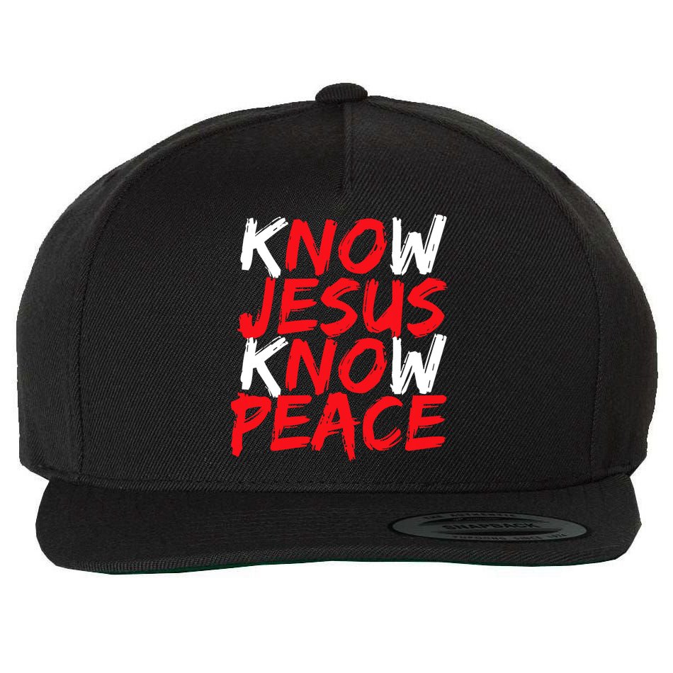 Know Jesus Know Peace No Jesus No Peace Faith God Wool Snapback Cap