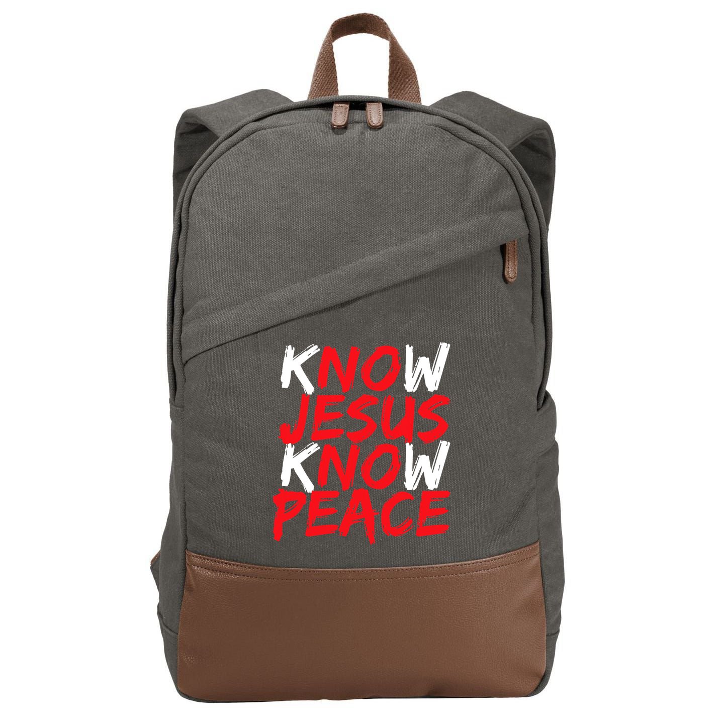 Know Jesus Know Peace No Jesus No Peace Faith God Cotton Canvas Backpack