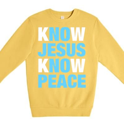 Know Jesus Know Peace No Jesus No Peace Faith God Premium Crewneck Sweatshirt