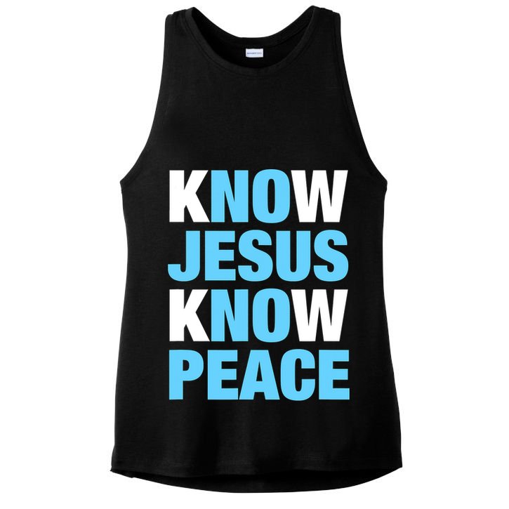 Know Jesus Know Peace No Jesus No Peace Faith God Ladies PosiCharge Tri-Blend Wicking Tank