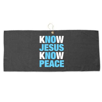 Know Jesus Know Peace No Jesus No Peace Faith God Large Microfiber Waffle Golf Towel