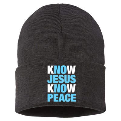 Know Jesus Know Peace No Jesus No Peace Faith God Sustainable Knit Beanie