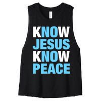 Know Jesus Know Peace No Jesus No Peace Faith God Women's Racerback Cropped Tank