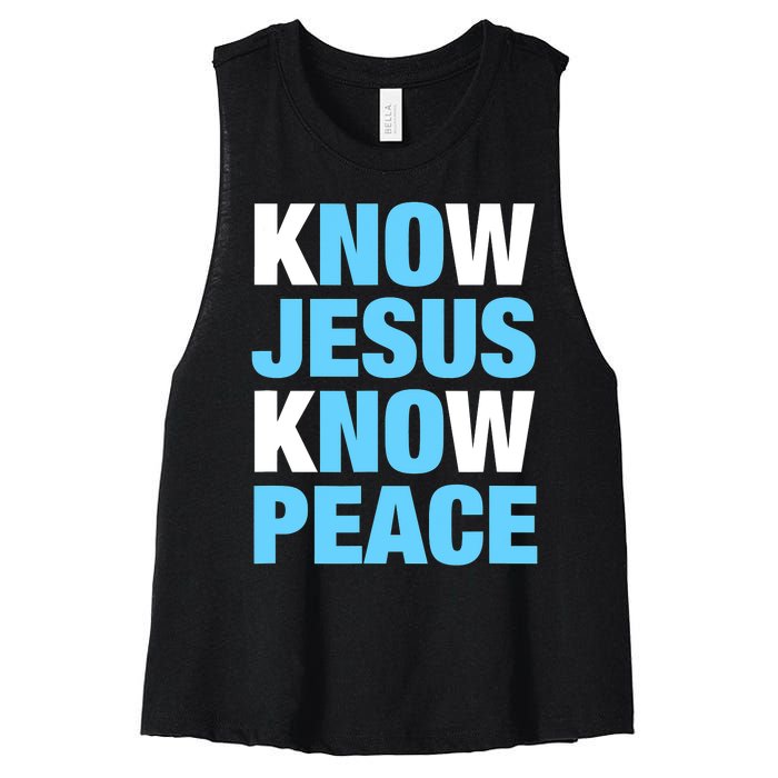 Know Jesus Know Peace No Jesus No Peace Faith God Women's Racerback Cropped Tank