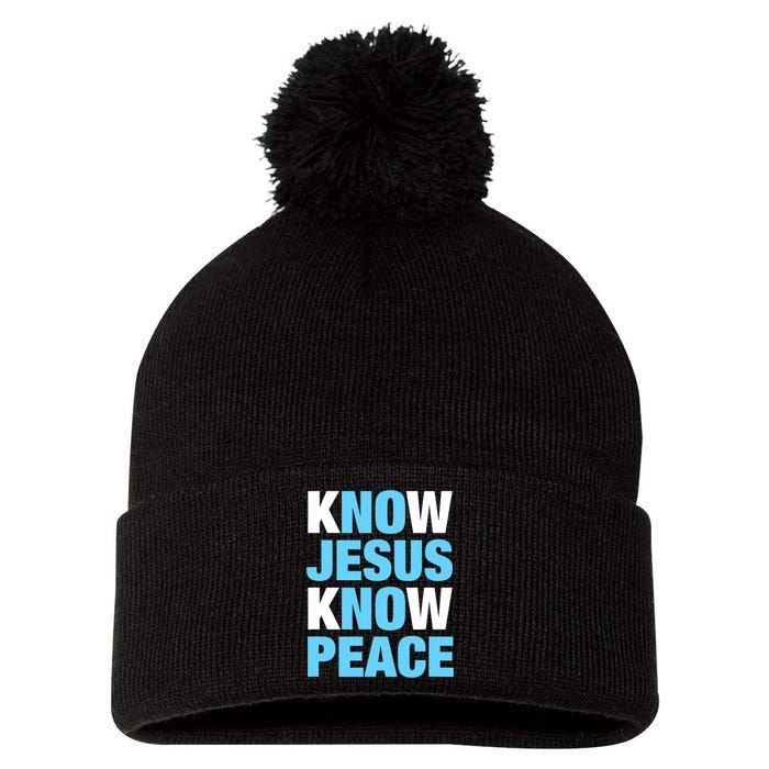 Know Jesus Know Peace No Jesus No Peace Faith God Pom Pom 12in Knit Beanie