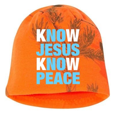 Know Jesus Know Peace No Jesus No Peace Faith God Kati - Camo Knit Beanie