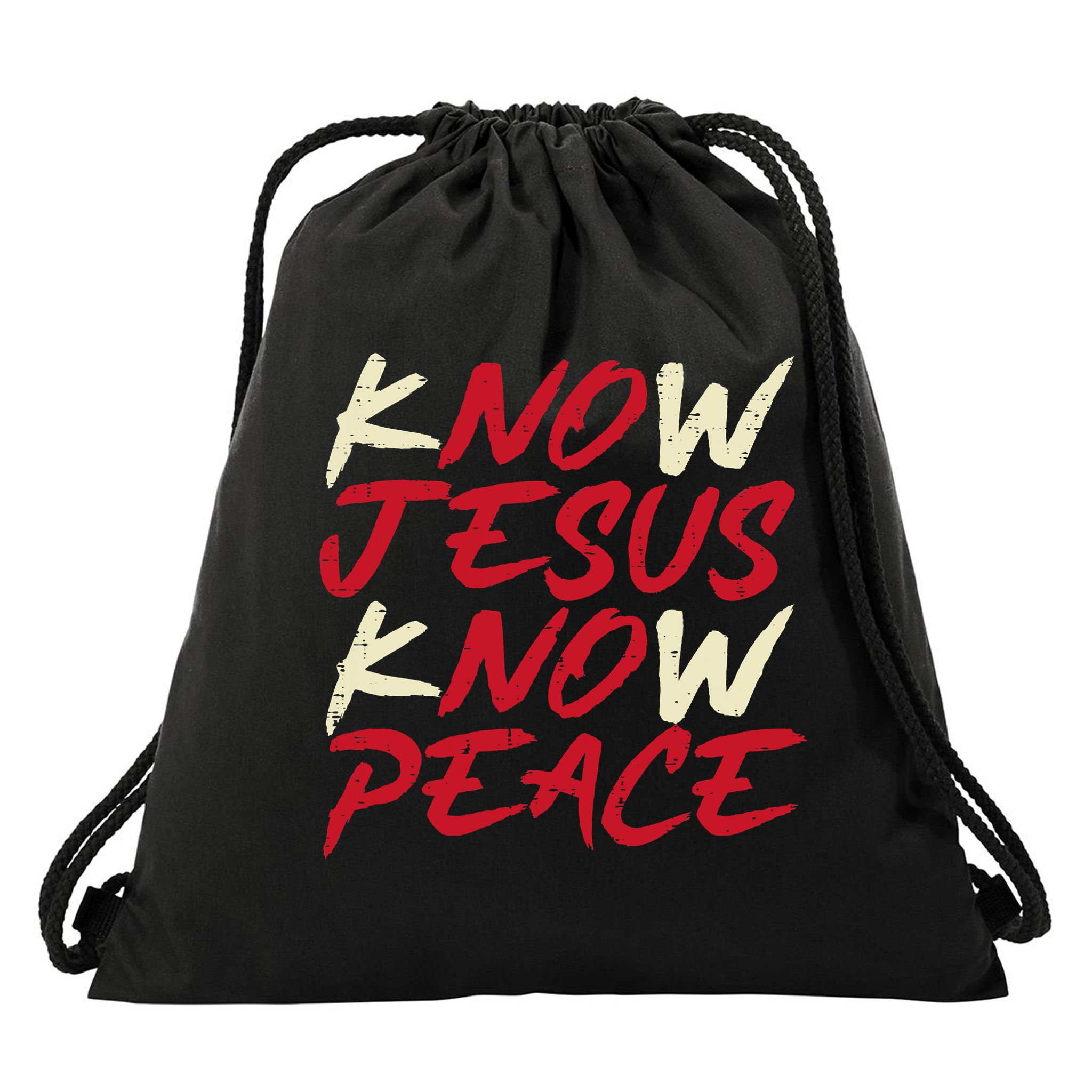 Know Jesus Know Peace No Jesus No Peace Faith God Drawstring Bag
