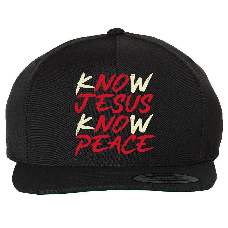 Know Jesus Know Peace No Jesus No Peace Faith God Wool Snapback Cap