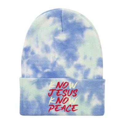 Know Jesus Know Peace No Jesus No Peace Faith God Tie Dye 12in Knit Beanie