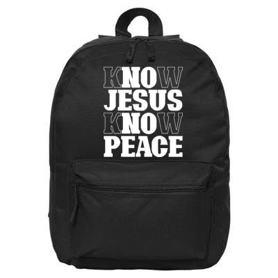 Know Jesus Know Peace Religion God Church Christian Gifts 16 in Basic Backpack