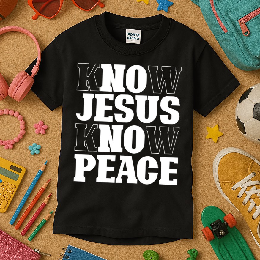 Know Jesus Know Peace Religion God Church Christian Gifts Kids T-Shirt