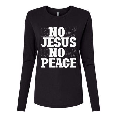 Know Jesus Know Peace Religion God Church Christian Gifts Womens Cotton Relaxed Long Sleeve T-Shirt