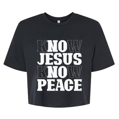 Know Jesus Know Peace Religion God Church Christian Gifts Bella+Canvas Jersey Crop Tee