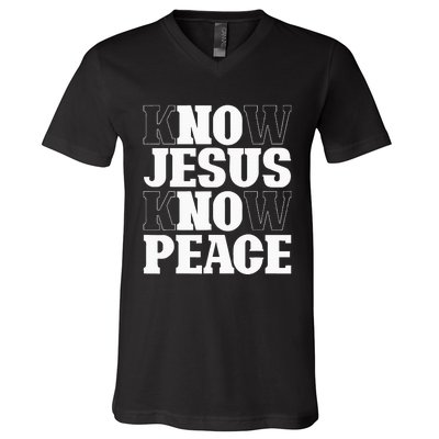 Know Jesus Know Peace Religion God Church Christian Gifts V-Neck T-Shirt