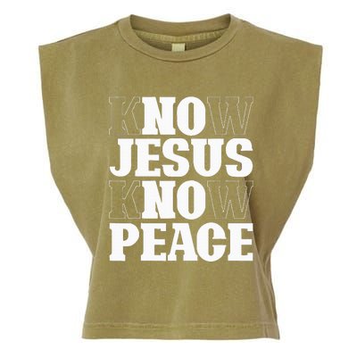 Know Jesus Know Peace Religion God Church Christian Gifts Garment-Dyed Women's Muscle Tee