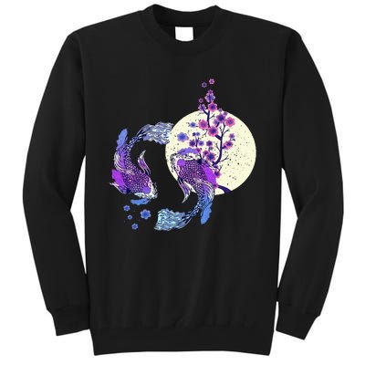 Koi Japanese Koi Carp Full Moon Yin Yang Cherry Blossom Tall Sweatshirt