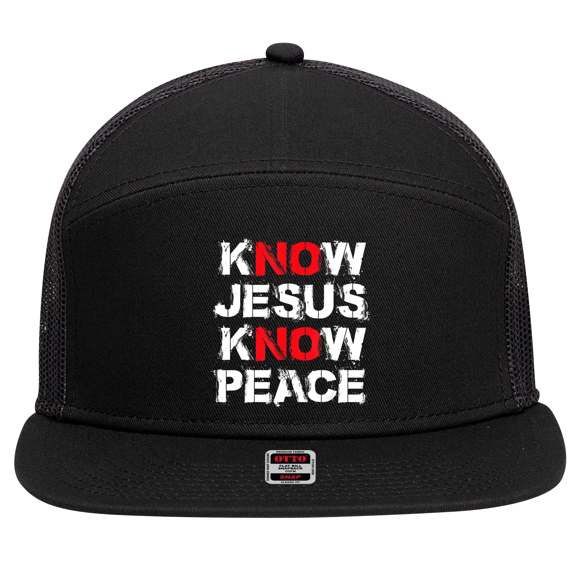 Know Jesus Know Peace 7 Panel Mesh Trucker Snapback Hat