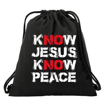 Know Jesus Know Peace Drawstring Bag
