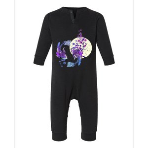 Koi Japanese Koi Carp Full Moon Yin Yang Cherry Blossom Infant Fleece One Piece