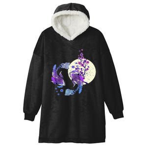 Koi Japanese Koi Carp Full Moon Yin Yang Cherry Blossom Hooded Wearable Blanket