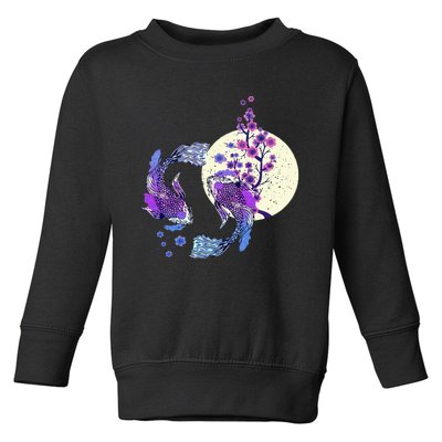 Koi Japanese Koi Carp Full Moon Yin Yang Cherry Blossom Toddler Sweatshirt