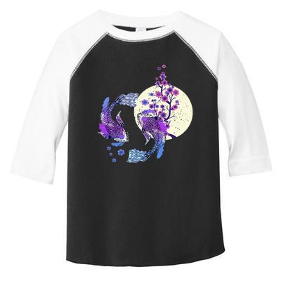 Koi Japanese Koi Carp Full Moon Yin Yang Cherry Blossom Toddler Fine Jersey T-Shirt