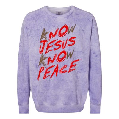 Know Jesus Know Peace Colorblast Crewneck Sweatshirt