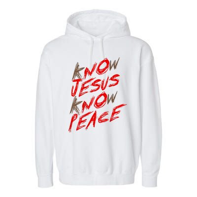 Know Jesus Know Peace Garment-Dyed Fleece Hoodie