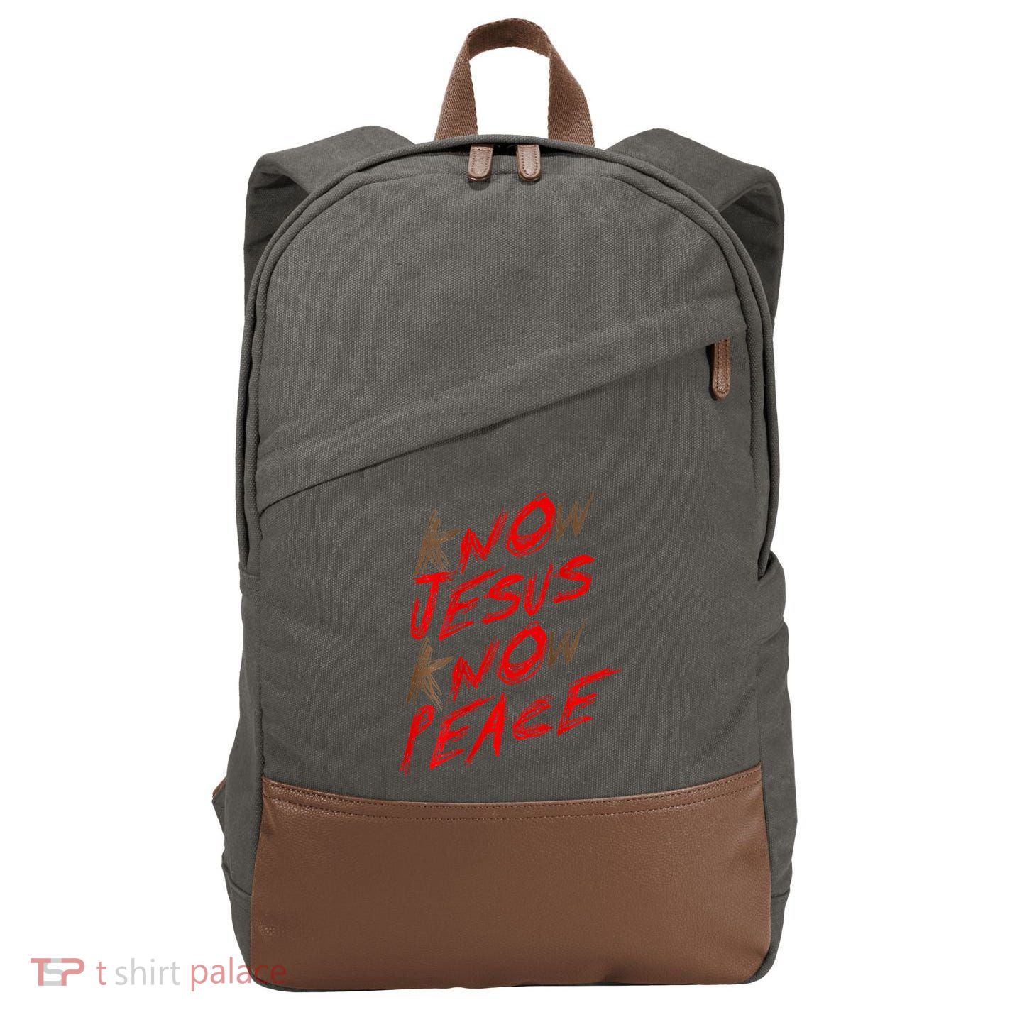 Know Jesus Know Peace Cotton Canvas Backpack
