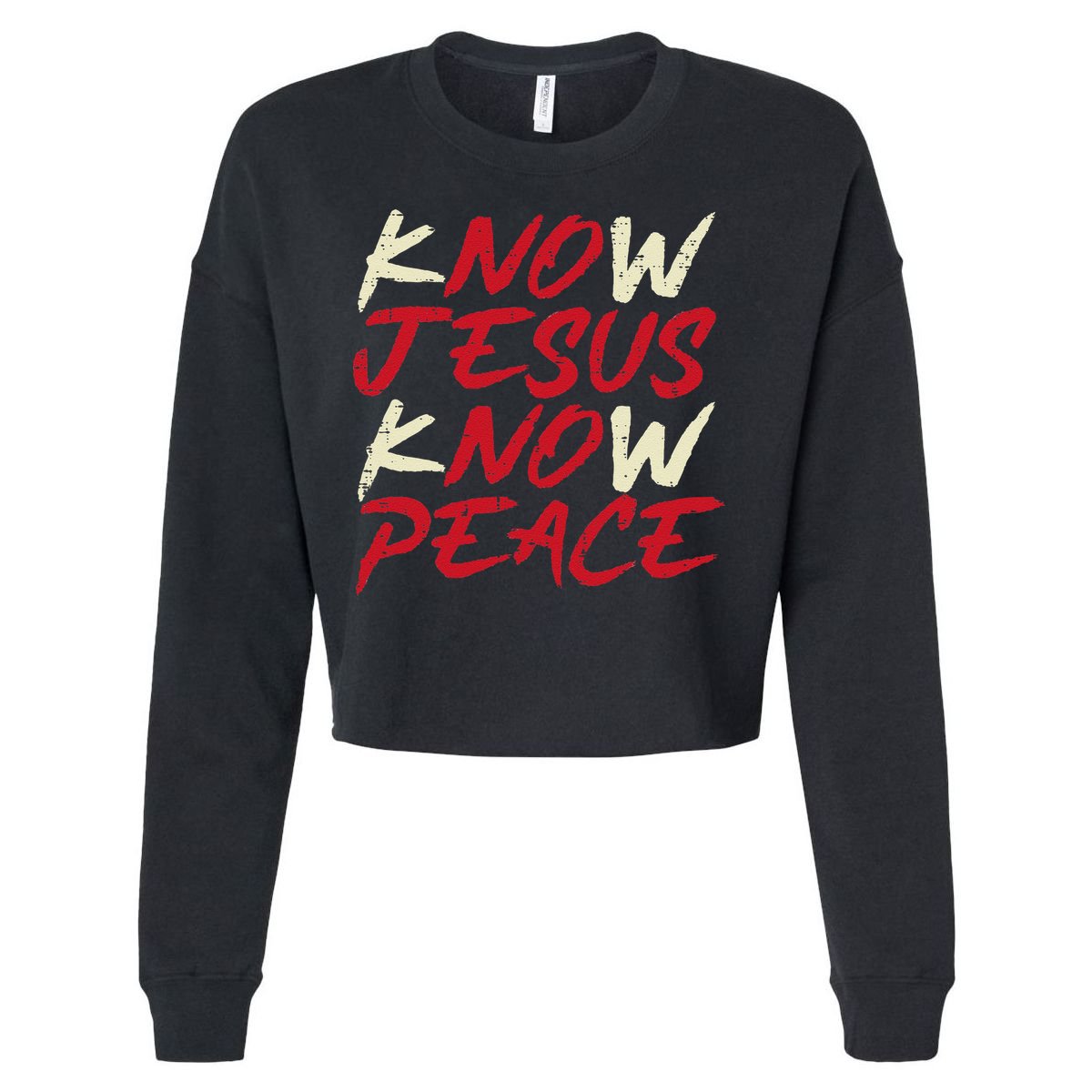 Know Jesus Know Peace God Faith Christian Cropped Pullover Crew