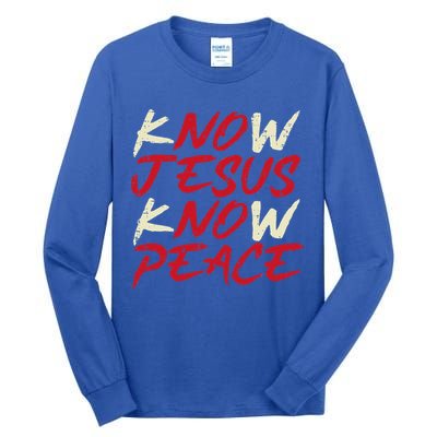 Know Jesus Know Peace God Faith Christian Tall Long Sleeve T-Shirt
